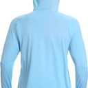 Men's UPF 50+ Sun Protection Hoodie Shirts UV SPF Long Sleeve Rash Guard Fishing Swim Shirts Quick Dry (Blue, L)