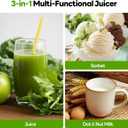 ECOSELF 3-in-1 Juicer Machines with 3 Filters (For Juice/Sorbet/Nut Milk), Slow Masticating Juicer With Wide Mouth Hopper For Vegetables & Fruits, Large Capacity, Juicer for Family (With Pusher)