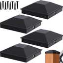 Goovilla 6x6 Post Caps Black(Actual 5.5" x 5.5"), 4 Pack Fence Post Caps with 8 Screws and Easy Installation, Sturdy Waterproof Plastic Deck Post Caps with Frosted Finishing Touch, Protect Wood Post