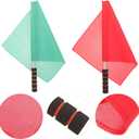 BESPORTBLE Referee Flag Hand Flag Red and Green Sponge Handle Special Patrol Linesman Linesman Performance Official for Sports Events Soccer Football Hockey Training Match