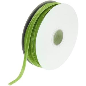 MECCANIXITY Velvet Ribbon 1/4 Inch x 50 Yard Single Face Spool Silky Velvet Fabric for Bouquets DIY Crafts Gift Wrapping Wedding Party Fresh Green