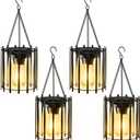 KOOPER Solar Lanterns Outdoor Waterproof, 4 Pack Upgraded Bright Hanging Solar Lights Outdoor Lanterns Decorative, Auto ON/Off Metal Hanging Lantern Lights for Pathway Yard Patio Garden Decor