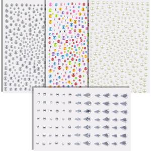 6 x Face Gems - Self Adhesive Body Glitter Hair Jewelry Tattoos | Rhinestones Earrings Nail Jewels for Women - Gem Stickers Festival Makeup Costumes Shirts Pajamas for Adult | Festival Rave Essentials
