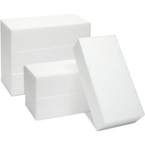 6 Pack Foam Blocks for Crafts - Polystyrene Brick Rectangles for Art Sculpting, Flower Arrangements, DIY, Packing, & Diorama Supplies (8 x 4 x 2 in)