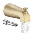 All Metal Bathtub Spout with Diverter, 5.3 Inch Tub Spout, Fits 1/2" Copper Slip-On and 1/2" or 3/4" IPS Threaded Pipes, Easy Lift to Switch, Leak-Free, Easy DIY Installation, Brushed Gold