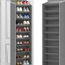 REGELETO 10 Tiers Large Size Over Door Shoe Organizer Storage, Hanging Shoe Rack for Door with Deep Pockets, Fit 20-30 Pairs Shoe Organizer Holder for Sneakers and Boots (Grey)
