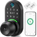 Keypad Smart Door Lock with Knob, Yamiry Keyless Entry Digital Lock with Handle, Fingerprint Electronic Knob for Front Door, Generate Passcode Remotely, Easy Installation