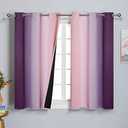Estelar Textiler Pink and Purple Blackout Curtains 54 Inch Length, Light Blocking Gradient Drapes for Kitchen, Room Darkening Thermal Insulated Grommet Ombre Curtains for Bathroom,42Wx54L,2 Panels