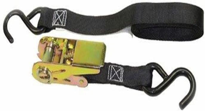 Keeper - 1 x 10' High Tension Ratchet Tie-Down with Vinyl Coated S-Hooks, 4 Pack - 300 lbs. Working Load Limit and 900 lbs. Break Strength