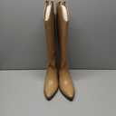 festooning Women's Knee High Boots Pointed Toe Inner Zipper Western Cowboy Boots Pull On Chunky Heel Wide Calf Tall Boots for Ladies Size 9.5