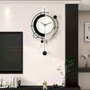 Large Wall Clock for Living Room Decor 26 Inch Modern Decorative Black Wood Wall Clock Battery Operated Non Ticking for Bedroom Office Kitchen Big Pendulum Silent Clock Wall Decor for Home
