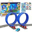 Sonic the Hedgehog Race Track and Toy Car Set - Bundle With Sonic Racecar Play Set, Track, Stickers, More | Racing Toys for Boys