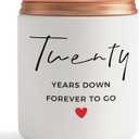 2 x 20 Year Anniversary Candle Gifts, Best 20th Wedding Anniversary Couple Her Him Wife Husband Women Gifts
