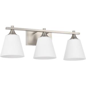 Bathroom Vanity Light Fixtures, Traditional Brushed Nickel 3 Lights Vanity Lighting Fixture with Opal Glass Shade, Porch Wall Mount Light Fixture for Bathroom, Mirror Cabinets Hallway Stairs