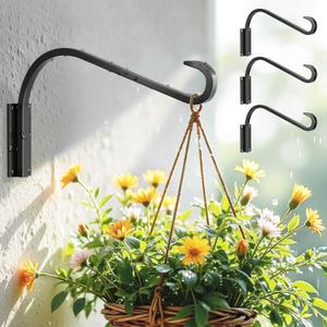 12 Inch 4 Pack Plant Hangers for Indoor/Outdoor Wall Mount - Heavy Duty Hanging Plant Holder & Bird Feeder Hooks, Decorative Black Metal Wall Hangers for Plants, Flower Baskets 12 Inch 4 Pack Plant Hangers for Indoor/Outdoor Wall Mount - Heavy Duty Hanging Plant Holder & Bird Feeder Hooks, Decorative Black Metal Wall Hangers for Plants, Flower Baskets
