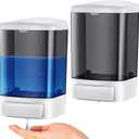 Hushee 2 Pcs Commercial Soap Dispenser Hand Wall Mounted Bathroom 33.8oz/1000ml Manual Soap Dispenser Liquid Containers with Pump Black Shower Plastic Wash Wall Container Shampoo Gel for Kitchen Hotel