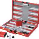 Get The Games Out Top Backgammon Set - Classic Board Game Case - Best Strategy & Tip Guide - Available in Small, Medium, and Large Sizes (Red, Large)