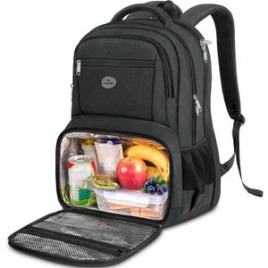 MATEIN Lunch Backpack for Men Work, Sturdy 17 Inch Laptop Backpack with Lunch Compartment, Water Resistant Work Bag with Padded Straps, Anti Theft Computer Back Pack for Office Commute College