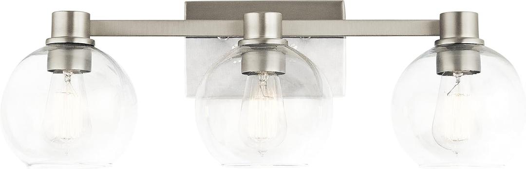 Kichler Harmony 24.5" Vanity Light in Brushed Nickel, 3-Light Traditional Bathroom Vanity with Clear Glass, (24.5" W x 8.25" H), 45894NI