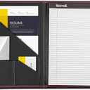 Samsill Classic Collection Business Portfolio - Executive Padfolio for Resume & Document Organizer - 8.5 by 11-Inch Legal Pad, Faux Leather with Brass Corners (Burgundy)