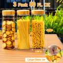 Glass Canisters With Airtight Bamboo Lids - 3 Pack 80oz Cereal Containers, Cookie Jars, Pasta Storage - Screw On Kitchen Jars