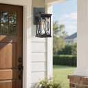 Bestshared Modern Outdoor Wall Lantern  Black Exterior Light Fixture with Seeded Glass, Weather-Resistant Sconce for Porch, Patio, Garage, Front Door (Black, Regular-1 Pack)