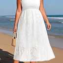 Plus Size Summer Dress - Sun Boho Beach Casual Floral Spaghetti Strap Sleeveless Long Maxi Dresses (White, M)
