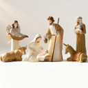Storieme Christmas Nativity Set Indoor: 8-Piece 7.56 Inches Religious Resin Figurines Nativity Scene for Farmhouse Tabletop Decor Holiday Tradition