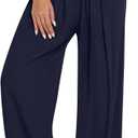 TARSE Womens Summer Linen Palazzo Pants Boho High Waisted Wide Leg Casual Long Lounge Pant Trousers with Pockets (Blue, M)