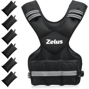 ZELUS Weighted Vest for Men and Women | 420-32lb Vest with 6 Ironsand Weights for Home Workouts | Adjustable Body Weight Vest Exercise Set for Cardio and Strength Training (Black)
