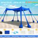 Rengue Beach Tent, Beach Canopy UPF50+ UV Protection, 10x10ft Beach Shade Sun Shelter with 8 Sandbags, Sand Shovels, Ground Pegs, Stability Poles for Camping, Fishing, Picnic, Backyard Fun, Royal Blue
