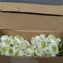 Giegxin 48 Pcs Ranunculus Artificial Flower,Real To Lifelike Peonies Artificial Flower Silk Faux DIY Bouquet for Wedding Bridal Shower Valentine Centerpieces Arrangements Home Decorations(White,Green)