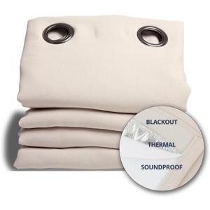 Moondream DecibelControl 3-in-1 Soundproof Curtain | Noise Reduction | Thermal Insulation | 100% Blackout | Patented Technology | Made in Europe | Grommet | 55" W x 84" L | Beige - Eggshell MC634