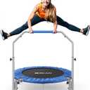 BCAN SP2 40" Foldable Mini Trampoline Max Load 330lbs, Fitness Rebounder with Adjustable Foam Handle, Exercise Trampoline for Adults Indoor/ Garden Workout | FED Fitness, Blue
