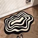 Black and White Bathroom Mat, Non-Slip Irregular Shaped Bathtub Mat, Machine Washable Diatom Mud Quick Dry Shower Carpet for Home Bathroom 23.6"x35.4"