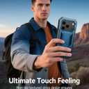 FNTCASE for iPhone 17 Pro Case: Military Grade Drop Proof Protection Mobile Cover with Kickstand | Matte Textured Rugged Shockproof TPU | Protective Sturdy iPhone 17 Pro Phone Cases 2025 - Blue