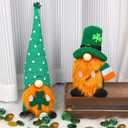 Juegoal 2 Pack St. Patrick's Day Plush Gnomes, 17'' Tall Handmade Leprechaun Decorations Green Hat Swedish Tomte, Irish Shamrock Elf Scandinavian Holiday Lucky Gift for Home Tabletop Ornament