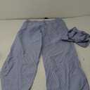Fruit of the Loom mens Broadcloth Short Sleeve Top and Long Pants Pajama Set (L, Blue Stripe)