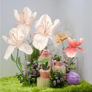 Large Artificial Flowers, 5.58ft Giant Standing Poppy Decorations, Handcrafted Huge Flowers for Wedding, Garden, Hotel, Office, Shop Window Display (1, Light Pink)
