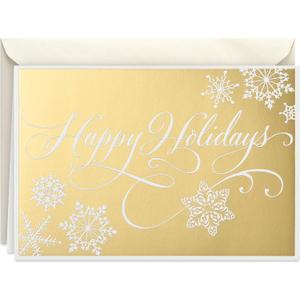 Hallmark Boxed Holiday Cards, Gold Happy Holidays (16 Cards and 17 Envelopes)