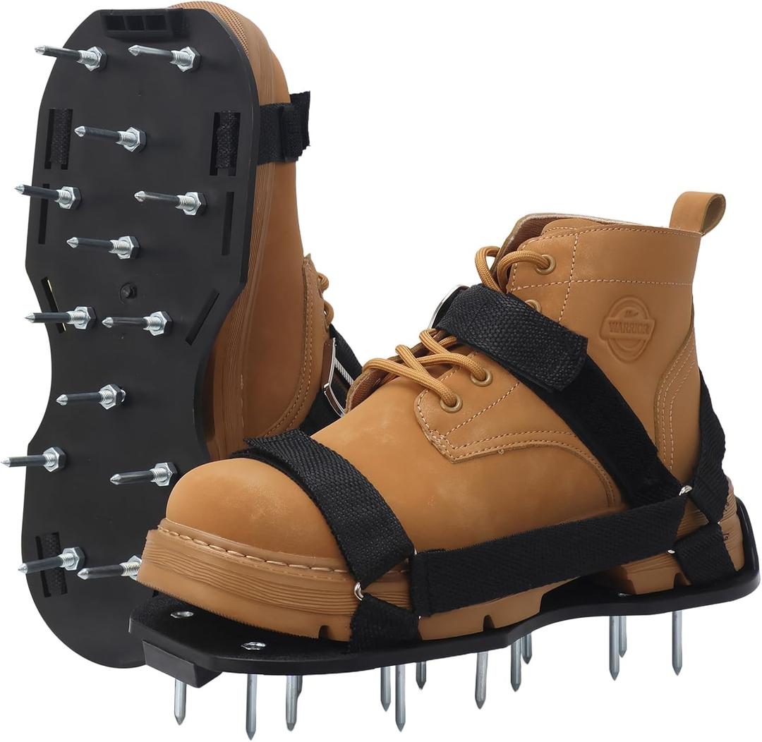 Lawn Aerator Shoes with Spikes Heavy Duty Sandals with Hook Loop Straps Spiked Lawn Aerator Shoes Heavy Duty Sandals