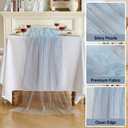 Fanami 6 Pack Pearl Table Runner -10FT Dusty Blue Boho Tulle Table Runners 120 Inches Long Rustic Sheer Lace Fabric Centerpieces for Wedding Arch Birthday Party Bridal Veil Baby Shower Decorations
