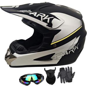 Youth Dirt Bike Helmets DOT Approved Fashion Kids Motocross, ATV, Off-Road, Four Wheelers, BMX Motorcycle Bike Helmets (Goggles Gloves Faceshield) Small