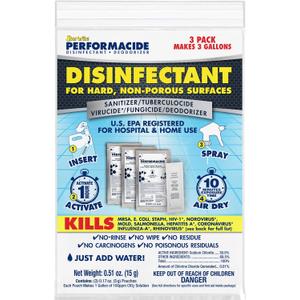 Performacide Hospital & Home Disinfectant 3 Pack - Just Add Water - No Rinse, No Wipe, No Residue - EPA Registered - Makes 3 Gallons , 6 packs 
