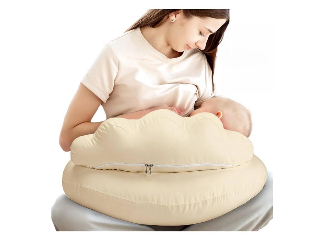 PILLANI WHITE Nursing Pillow, Breastfeeding Pillows for Enhanced Safety & Comfort for Mom & Baby, Removable Cotton Cover, Adjustable Waist Strap, Breastfeeding Essentials, Baby Registry Search