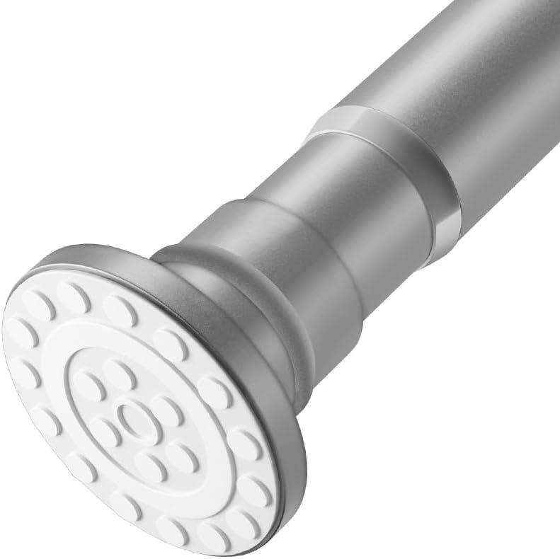 XQIYY Adjustable Shower Curtain Rod 2848 Inches  Rustproof Spring Tension Rod for Windows & Bathrooms, No Drilling, Heavy Duty with Dual Brackets, Fits Smooth & Rough Surfaces, Grey