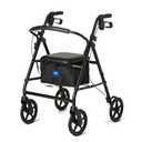 Medline Aluminum Rollator Walker, Burgundy, 300 lb. Weight Capacity, 8” Wheels, Adjustable Height Handle, Padded Seat & Backrest, Rolling Walker for Seniors and Mobility Impaired, Black