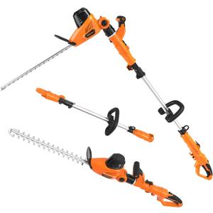 GARCARE 2 in 1 Electric Pole Hedge Trimmer, Power Hedge Trimmer with 20 inch Dual-Action Laser Cut & Adjustable Cutting Head, 4.8Amp, 600W, Corded