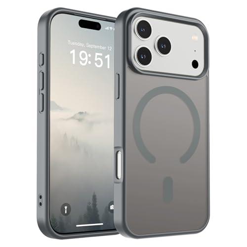 SUPFINE Magnetic for iPhone 17 Pro Case (Compatible with MagSafe)(Military Grade Drop Protection) Translucent Matte Shockproof with Anti-Fingerprint Phone Cover 2025,Gray