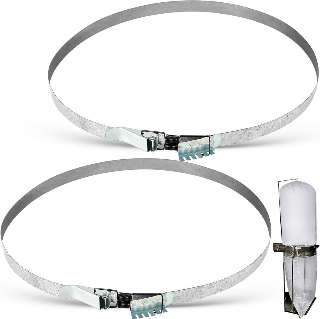 Moxweyeni 2 Pcs 19-1/8 Inch Band Clamp for Dust Collector Collection Bags Band Clamps Woodworking Fit for 18-7/8" to 19-27/64" Diameter, Iron